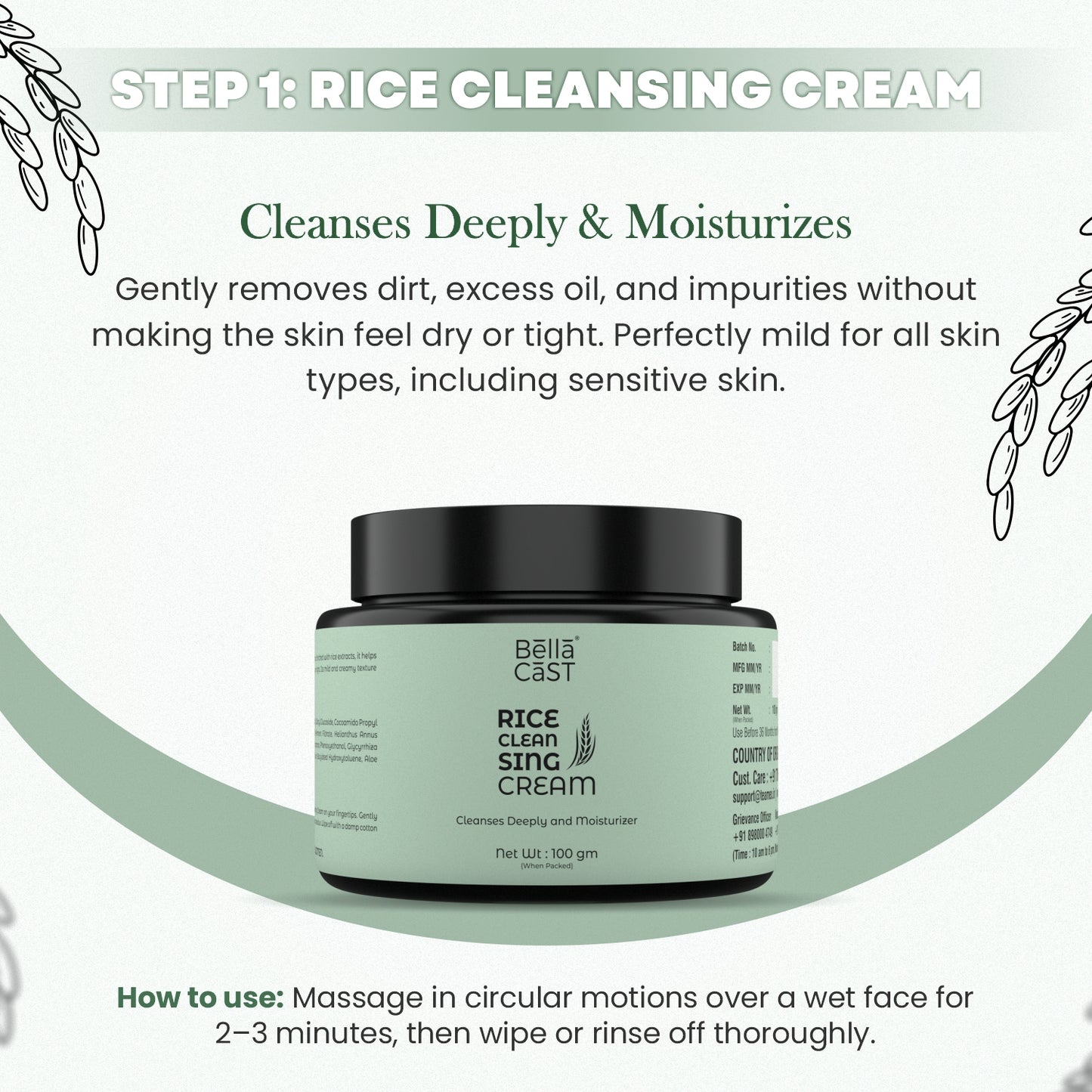 Bellacast Rice Cleansing Cream Cleanses Deeply & Moisturizes