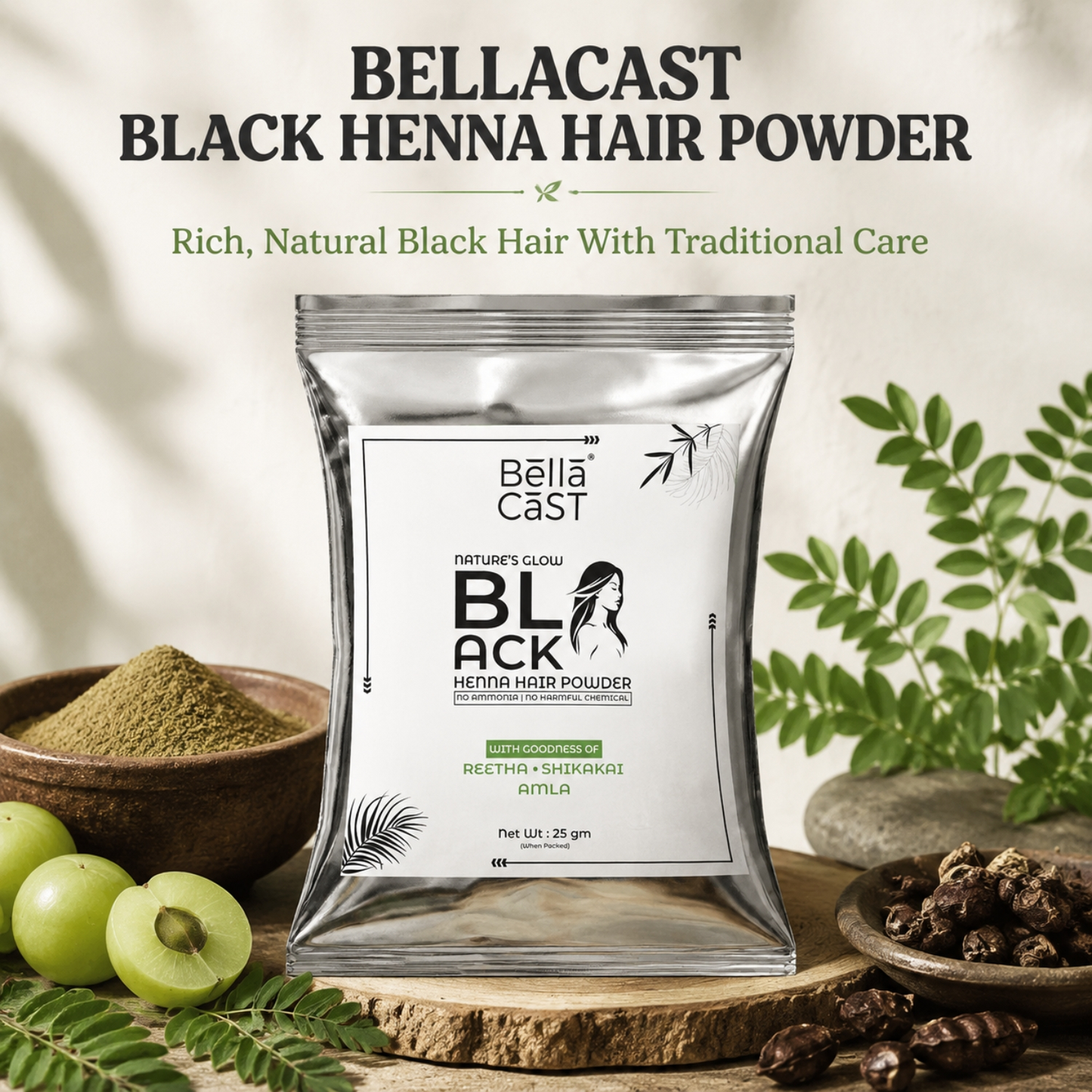 Black Henna Hair Color Powder