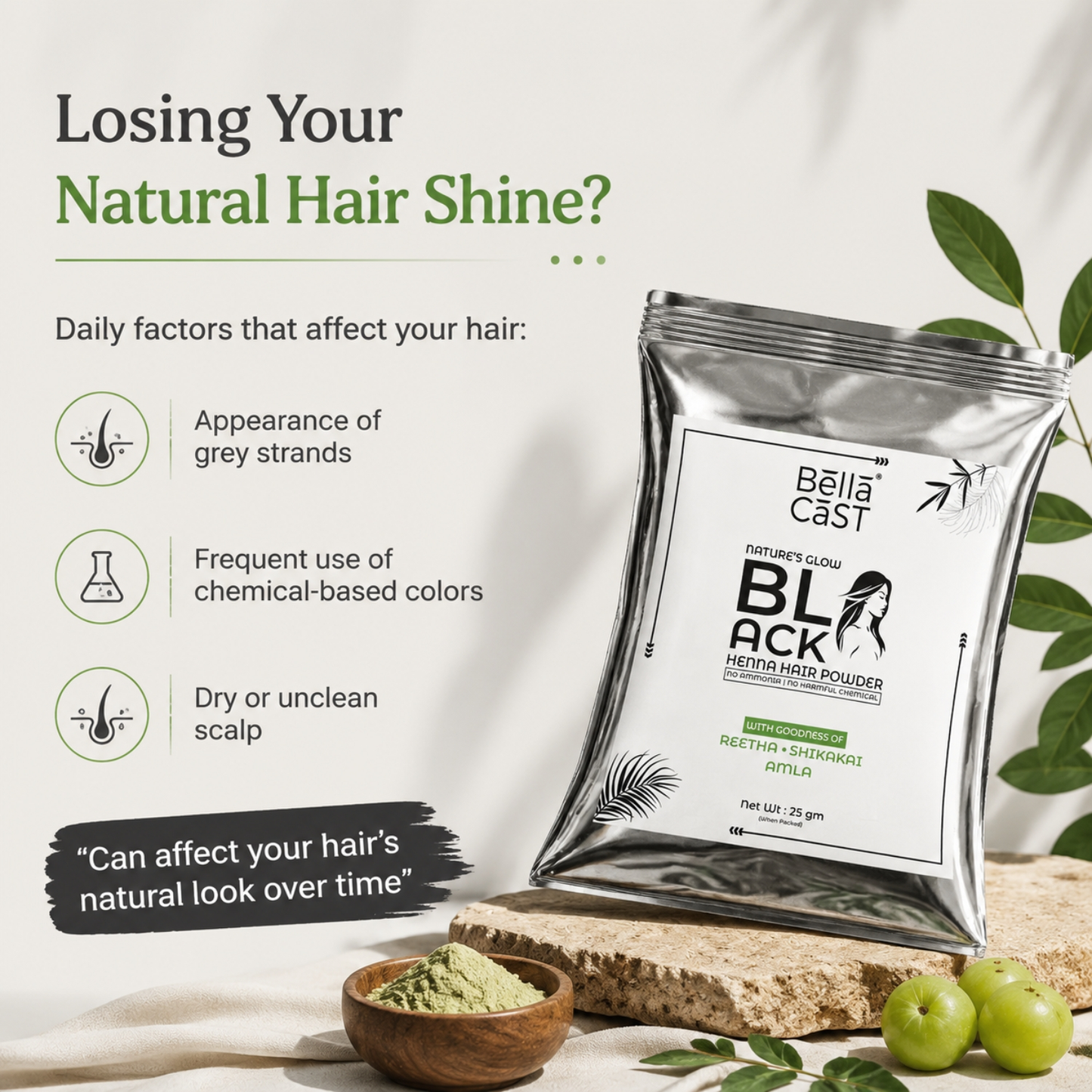 Black Henna Hair Color Powder