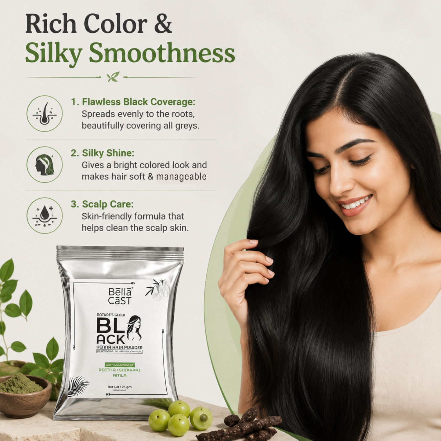 Black Henna Hair Color Powder