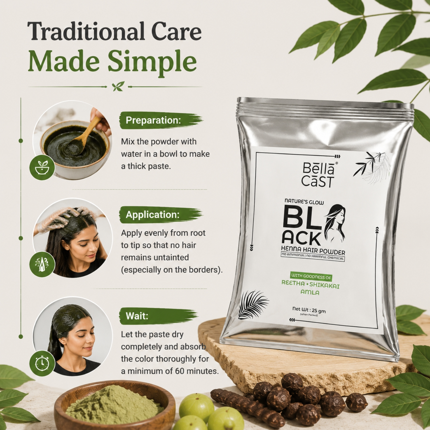 Black Henna Hair Color Powder
