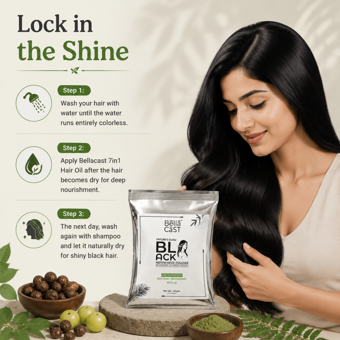 Black Henna Hair Color Powder