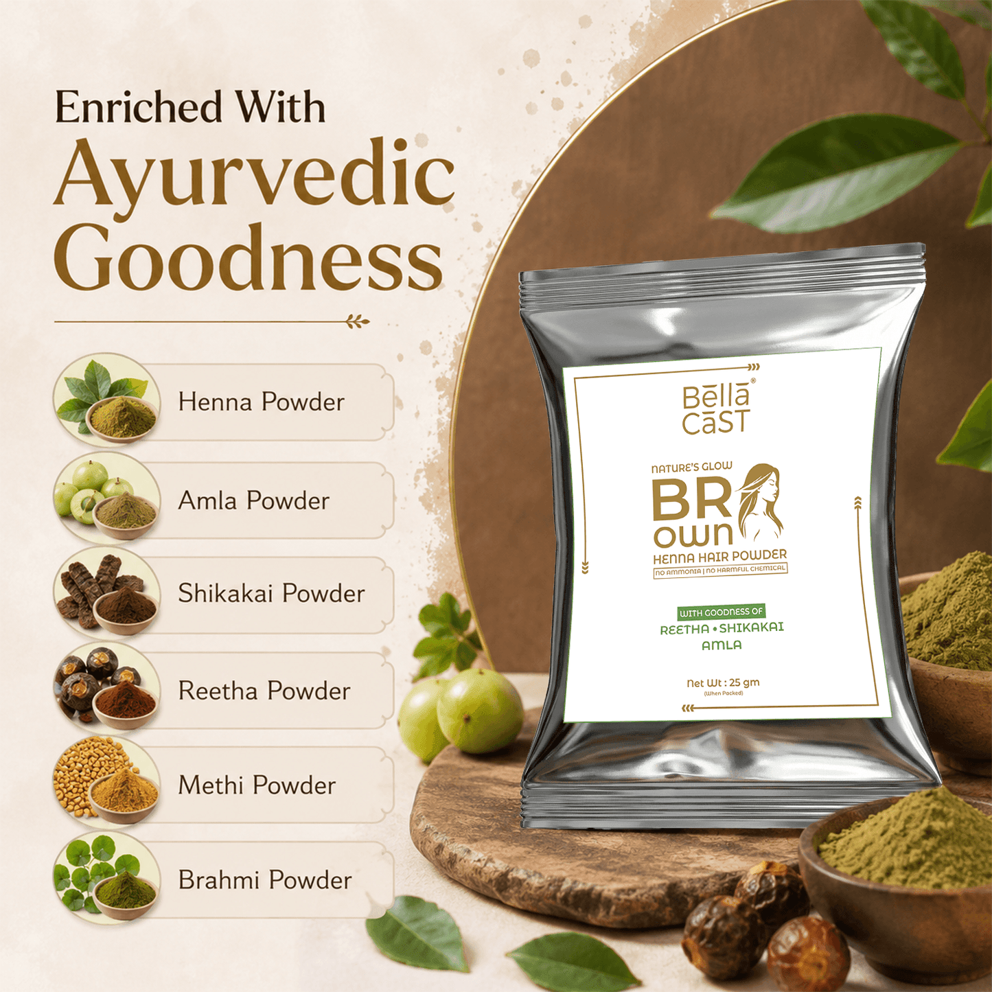 Brown Henna Hair Color Powder