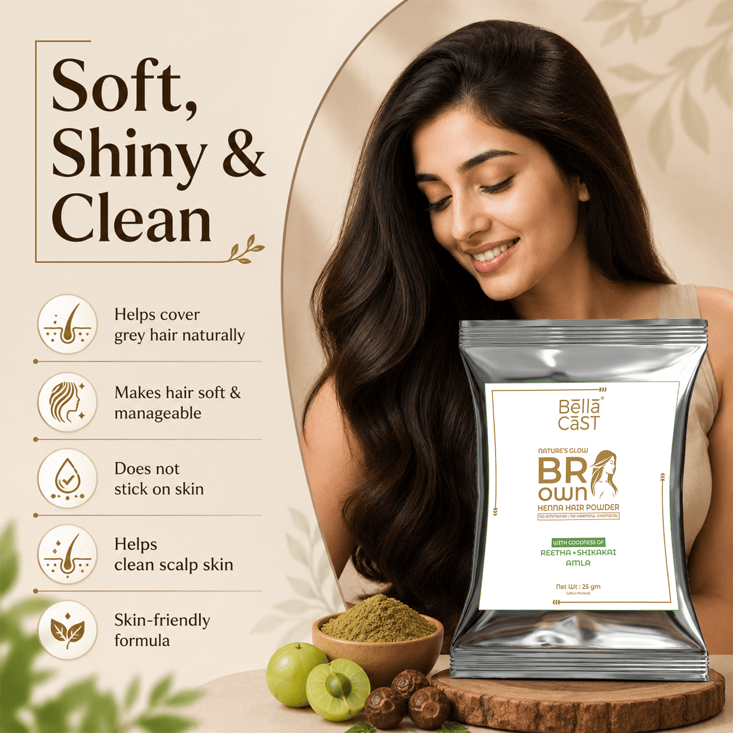 Brown Henna Hair Color Powder