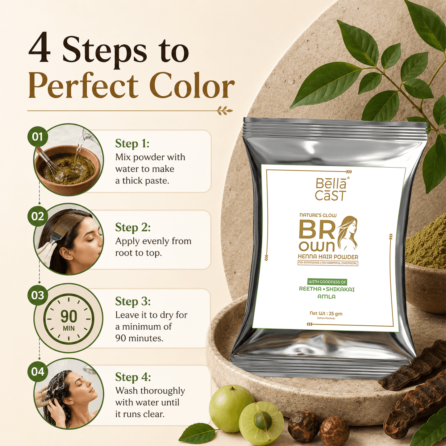 Brown Henna Hair Color Powder