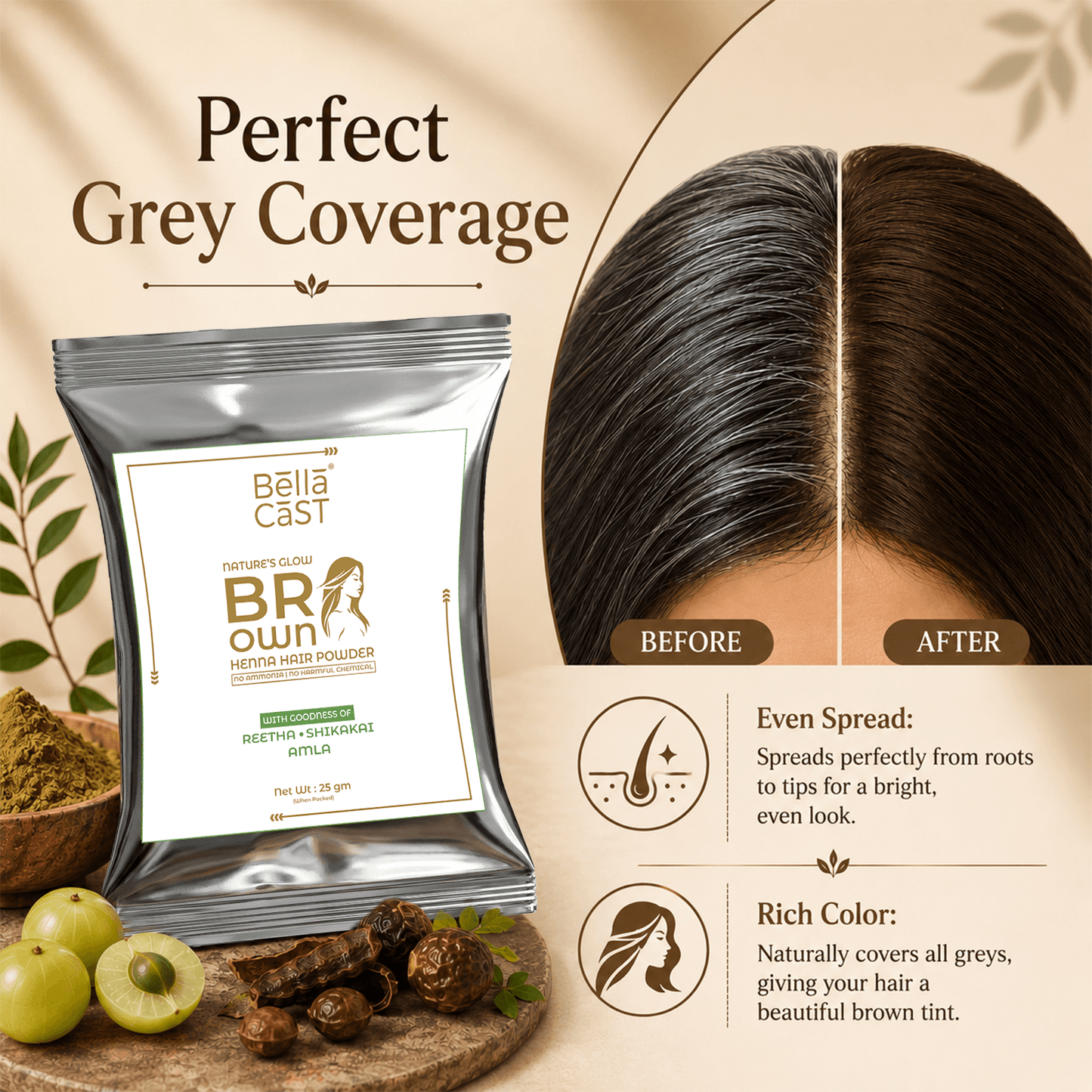 Brown Henna Hair Color Powder