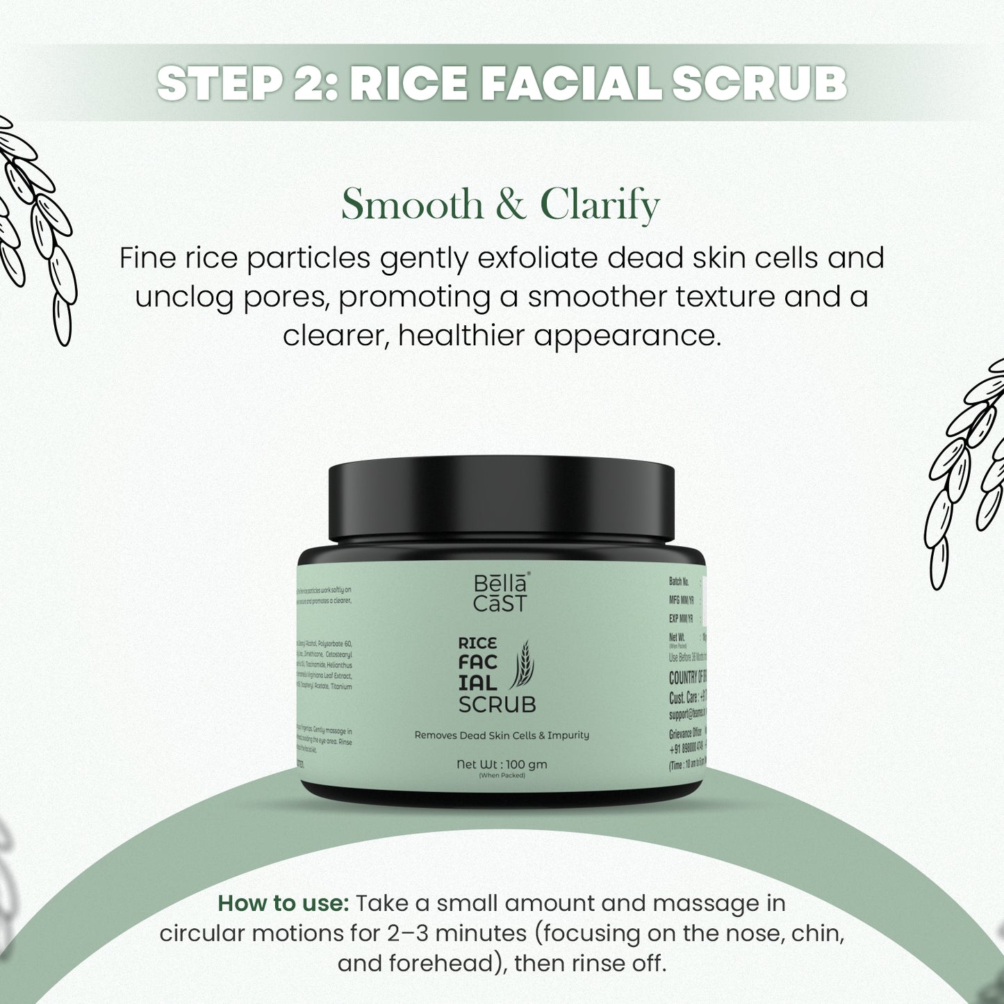 Bellacast Rice Facial Scrub  Smooth & Clarify for Skincare