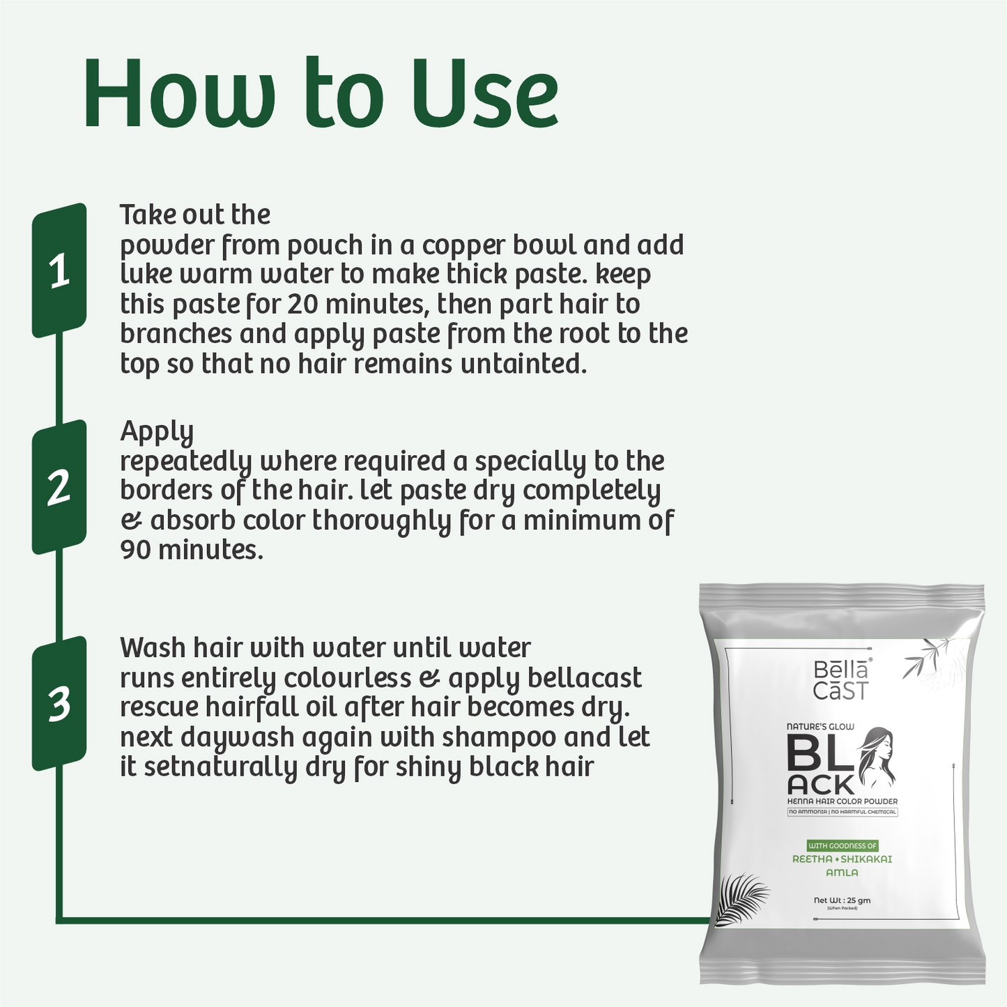 Black Henna Hair Color Powder